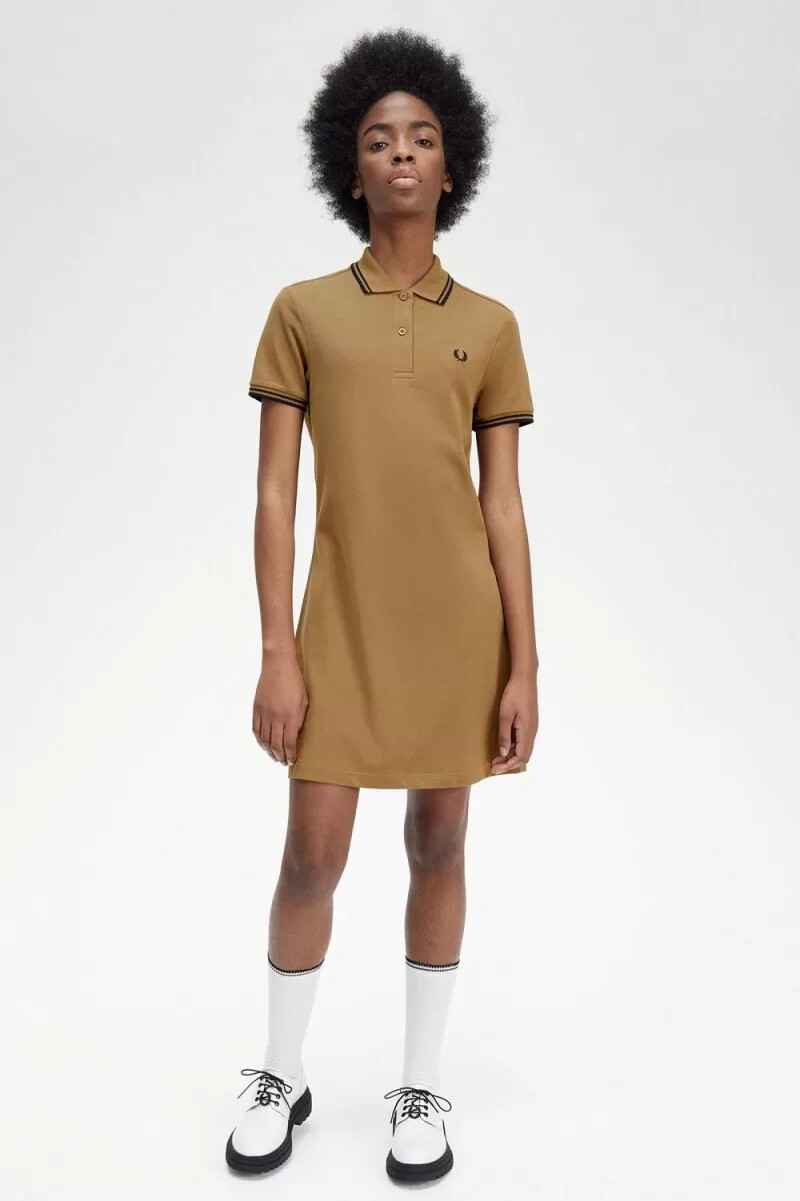 camicia da donna fred perry twin tipped marrone