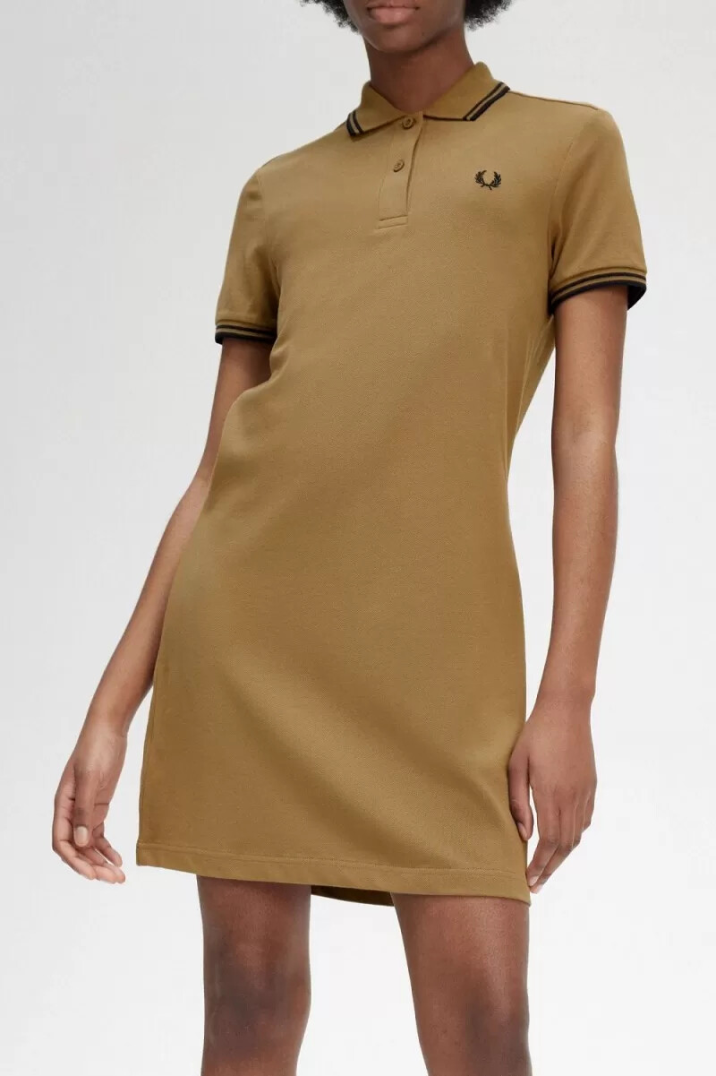 camicia da donna fred perry twin tipped marrone