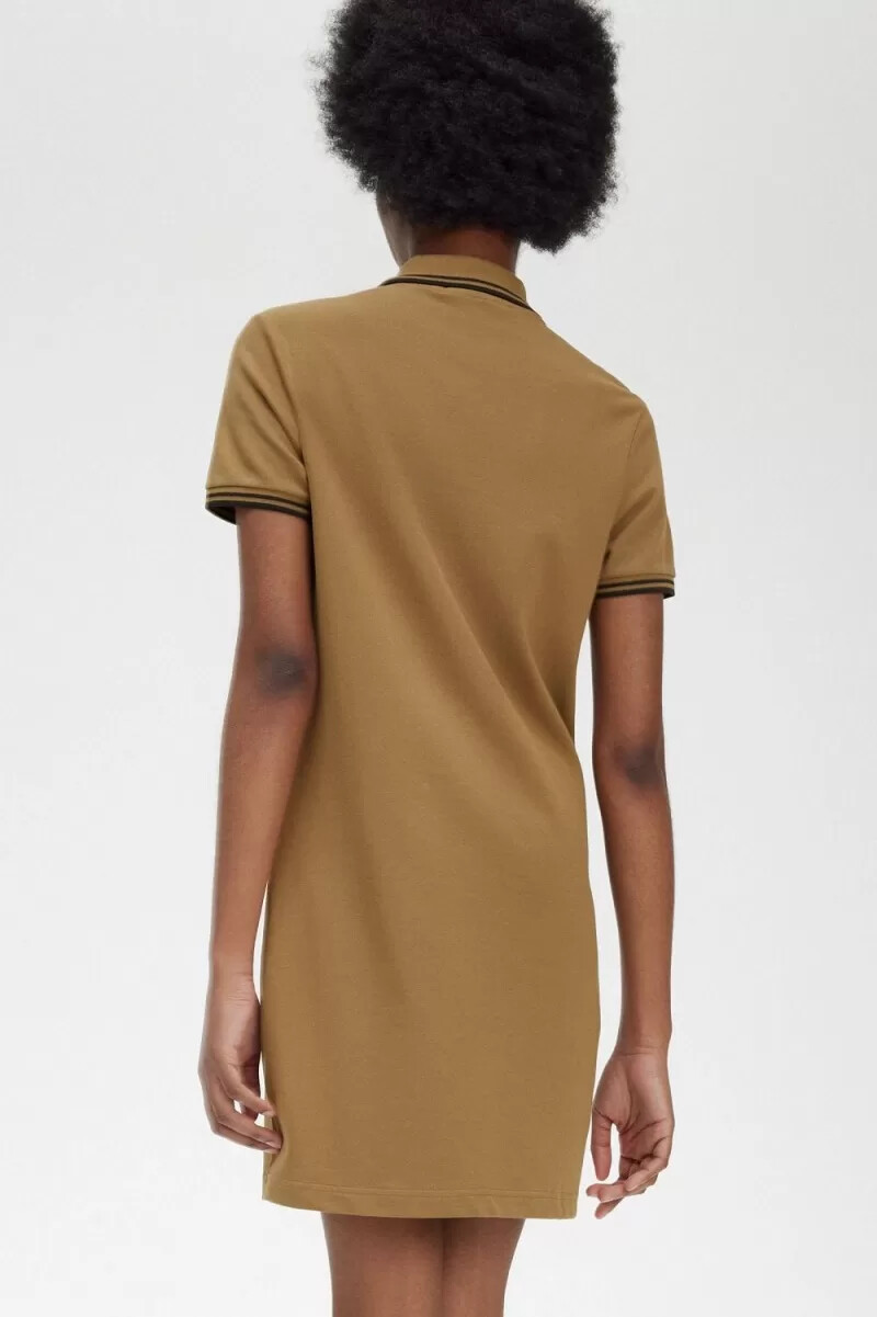 camicia da donna fred perry twin tipped marrone