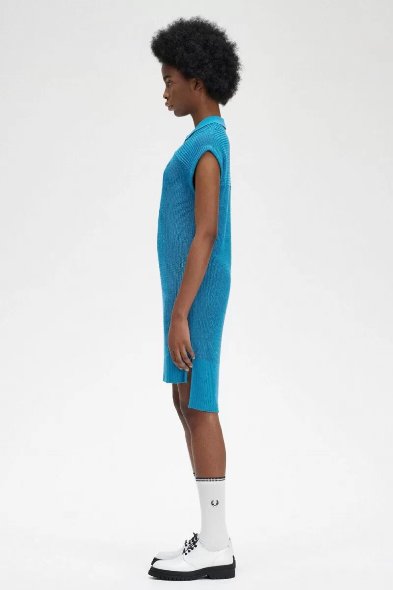 fred perry maglia da donna in maglia blu cyber