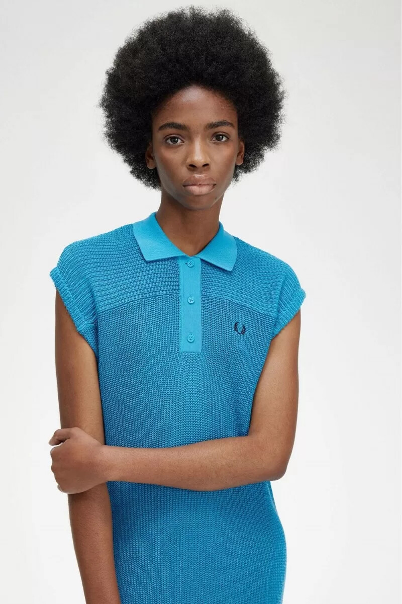 fred perry maglia da donna in maglia blu cyber