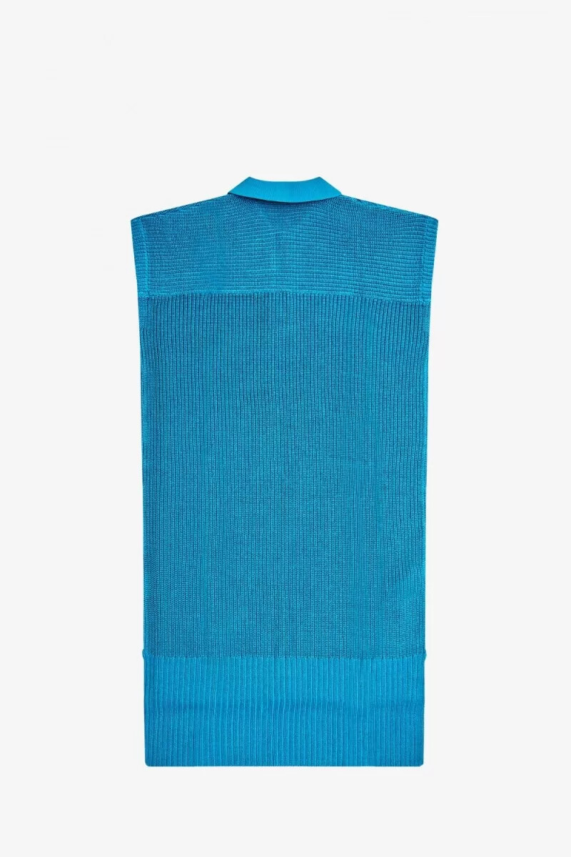fred perry maglia da donna in maglia blu cyber