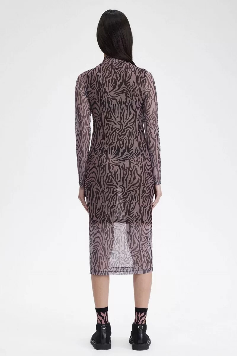 abito da donna in rete con stampa zebrata fred perry rosa antico