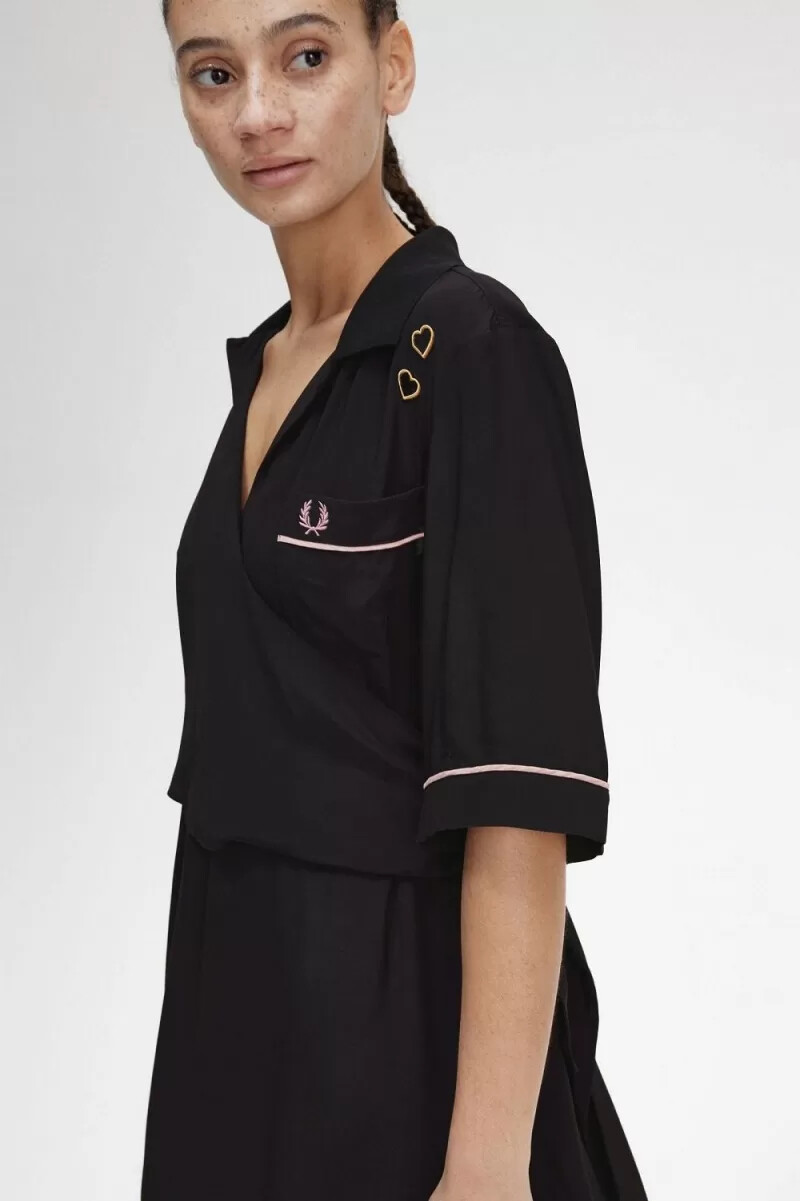 camicia da bowling fred perry da donna nera
