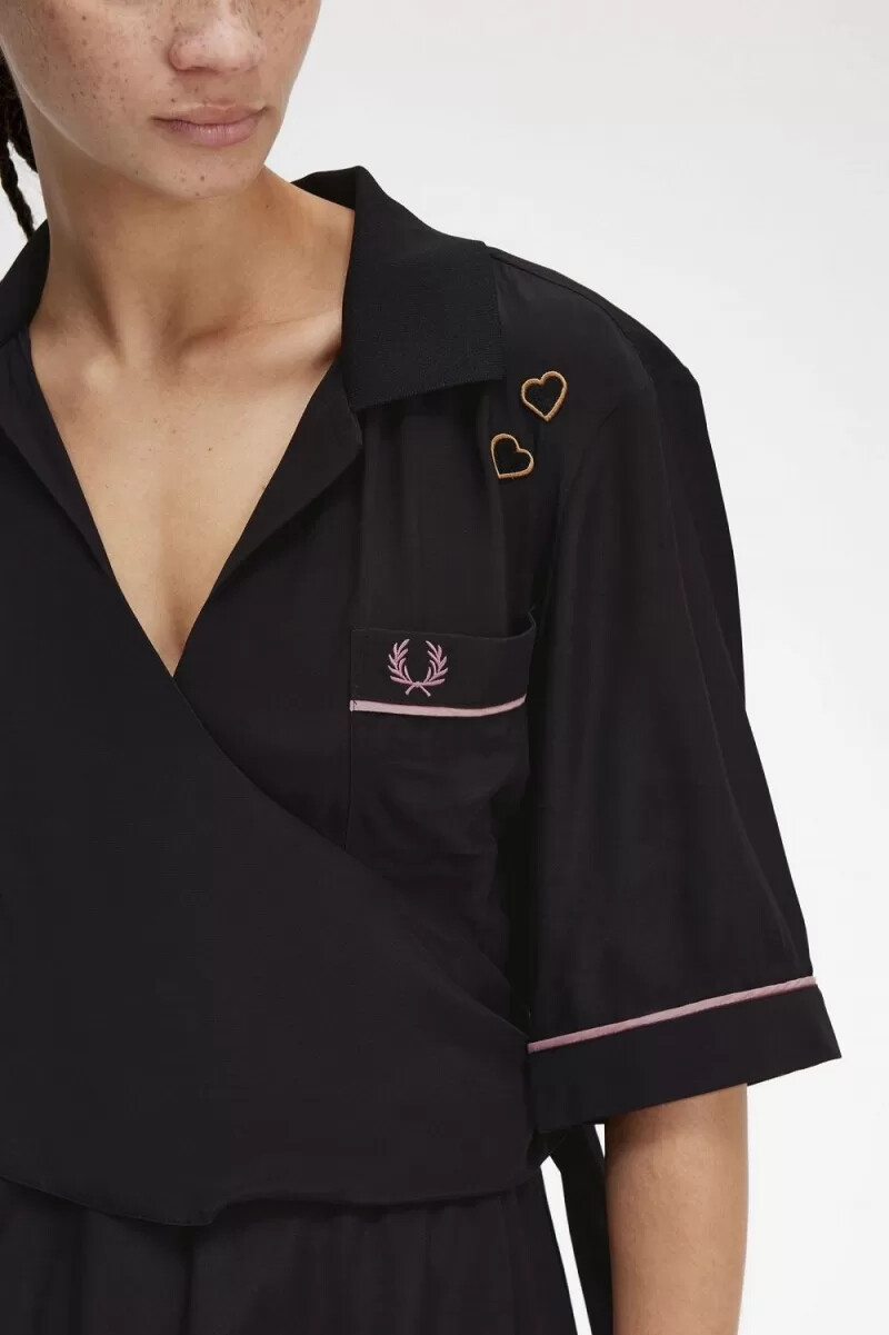 camicia da bowling fred perry da donna nera