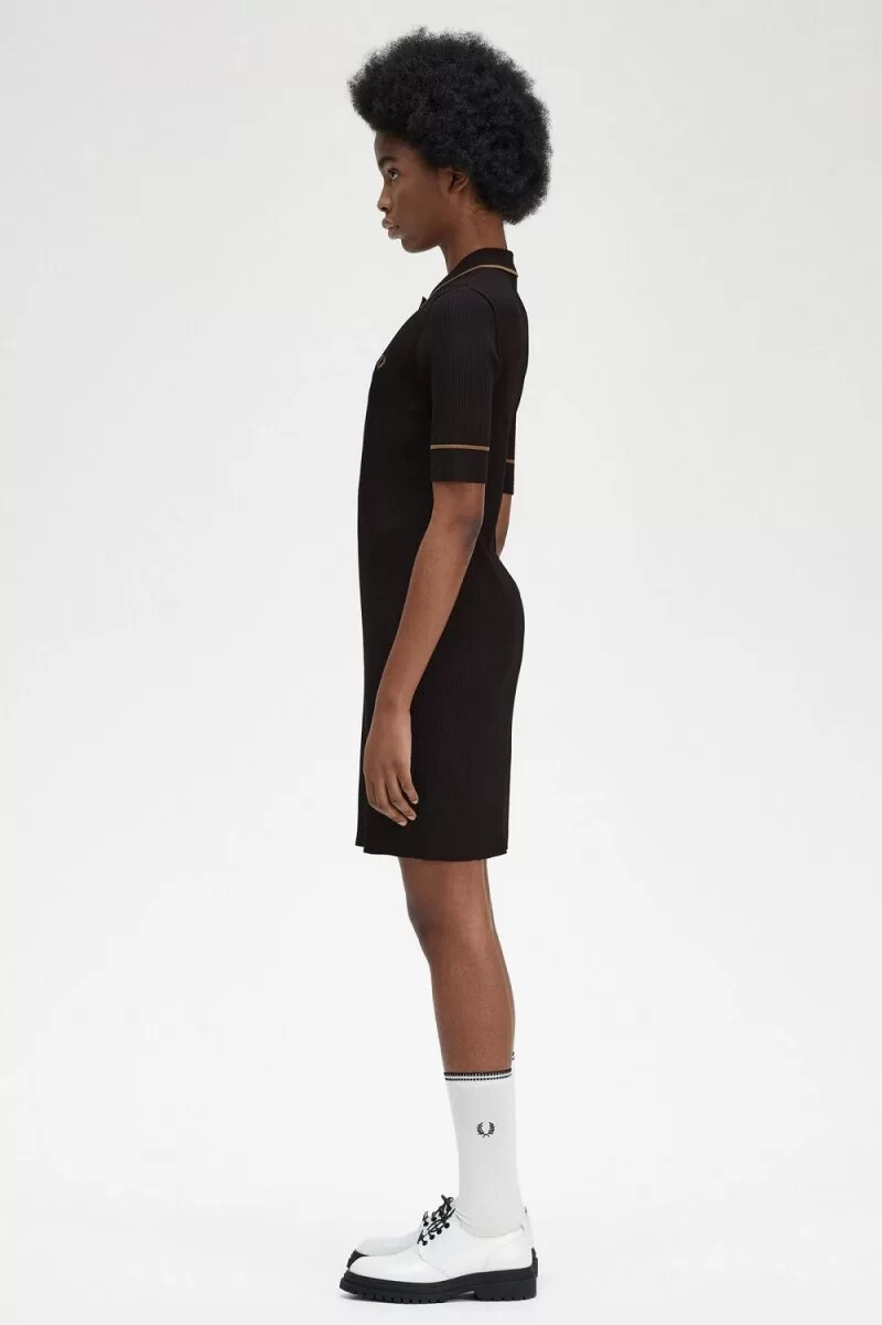 fred perry camicia a coste in maglia da donna nera
