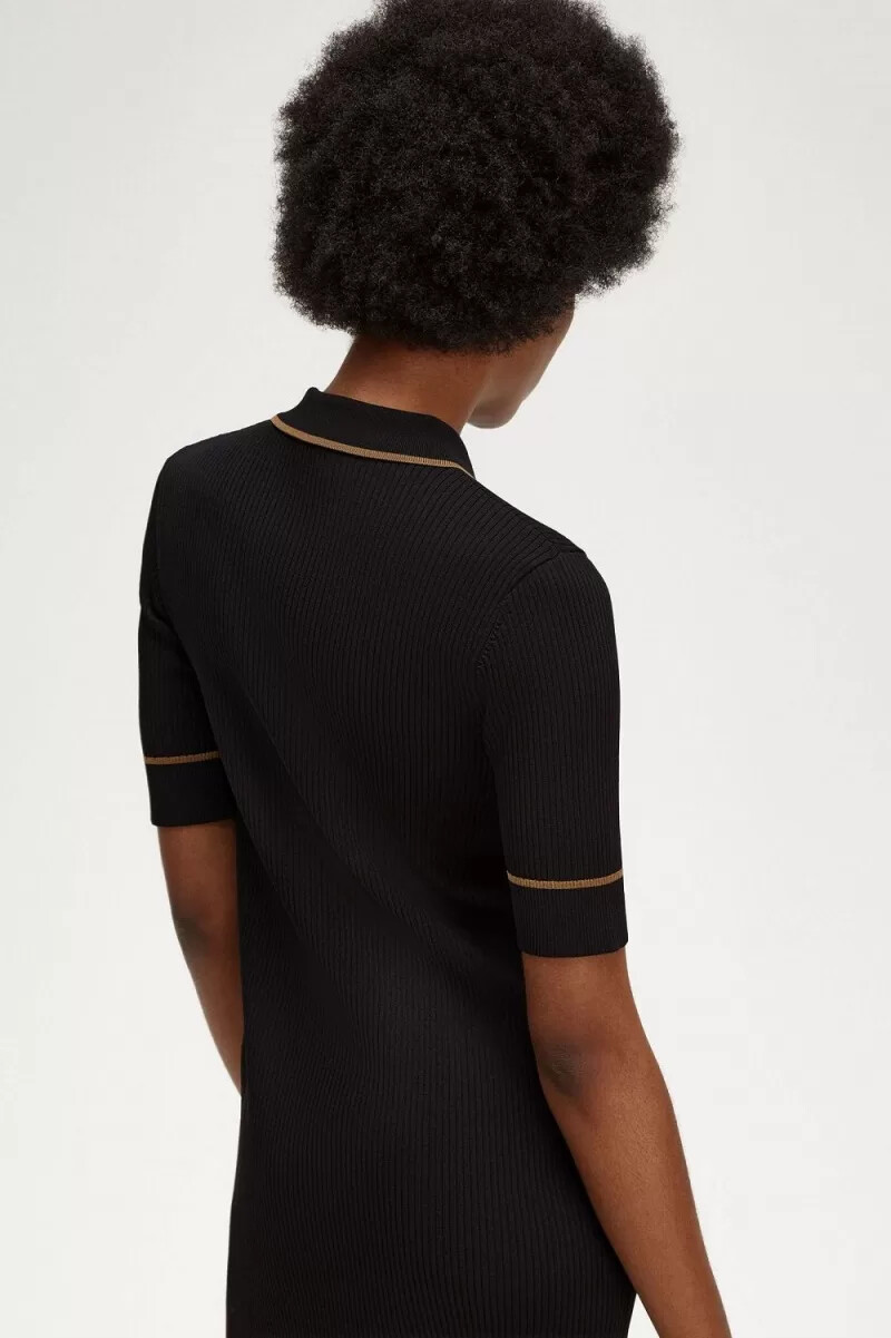 fred perry camicia a coste in maglia da donna nera