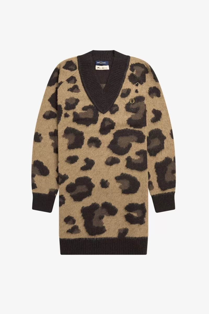 abito da donna in maglia leopardata fred perry colore leopardato tono su tono