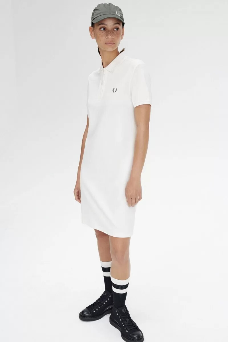 fred perry shirt donna abito bianco neve