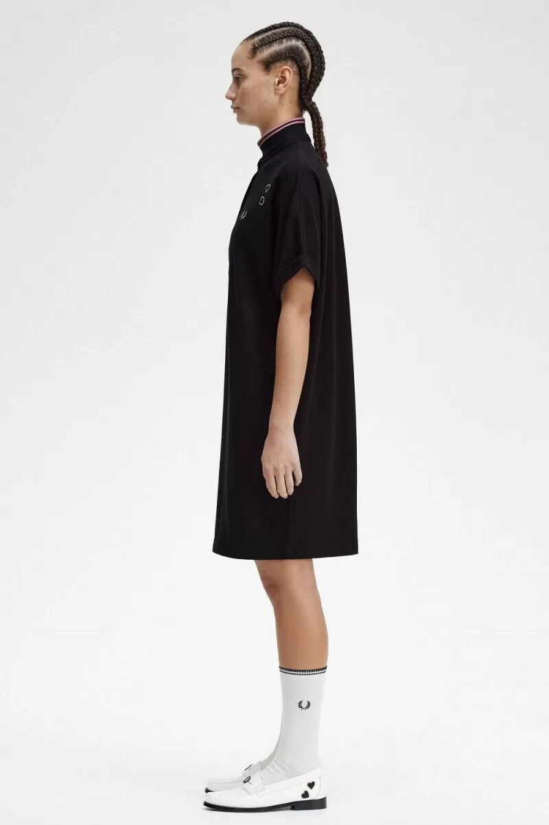 fred perry tipped piqué shirt abito da donna nero