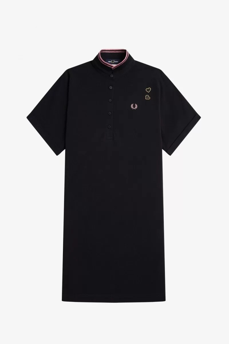 fred perry tipped piqué shirt abito da donna nero