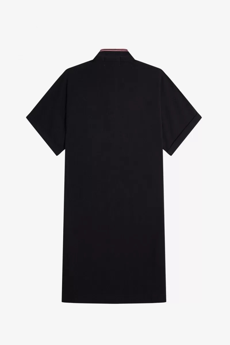 fred perry tipped piqué shirt abito da donna nero