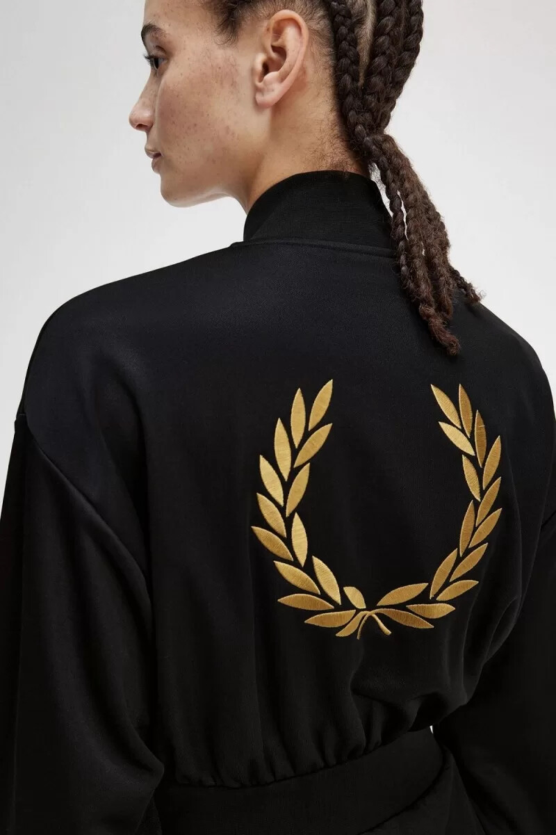 tuta intera con zip fred perry da donna nera