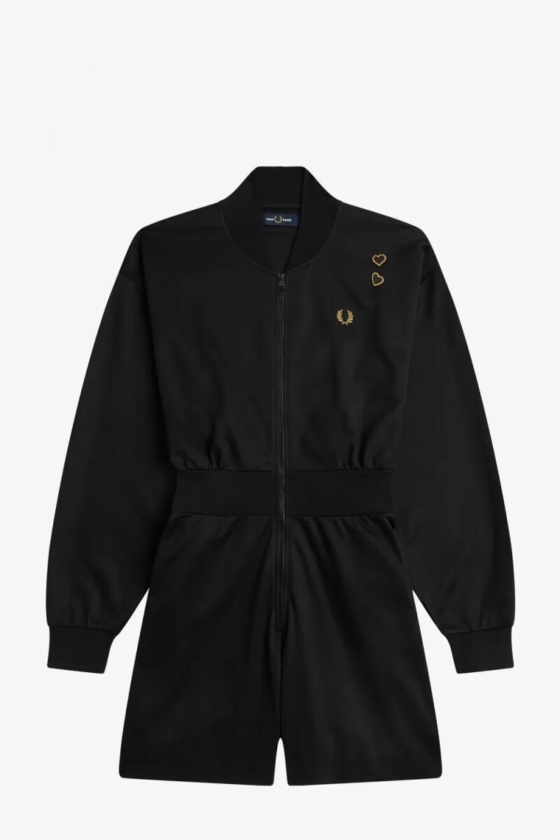 tuta intera con zip fred perry da donna nera