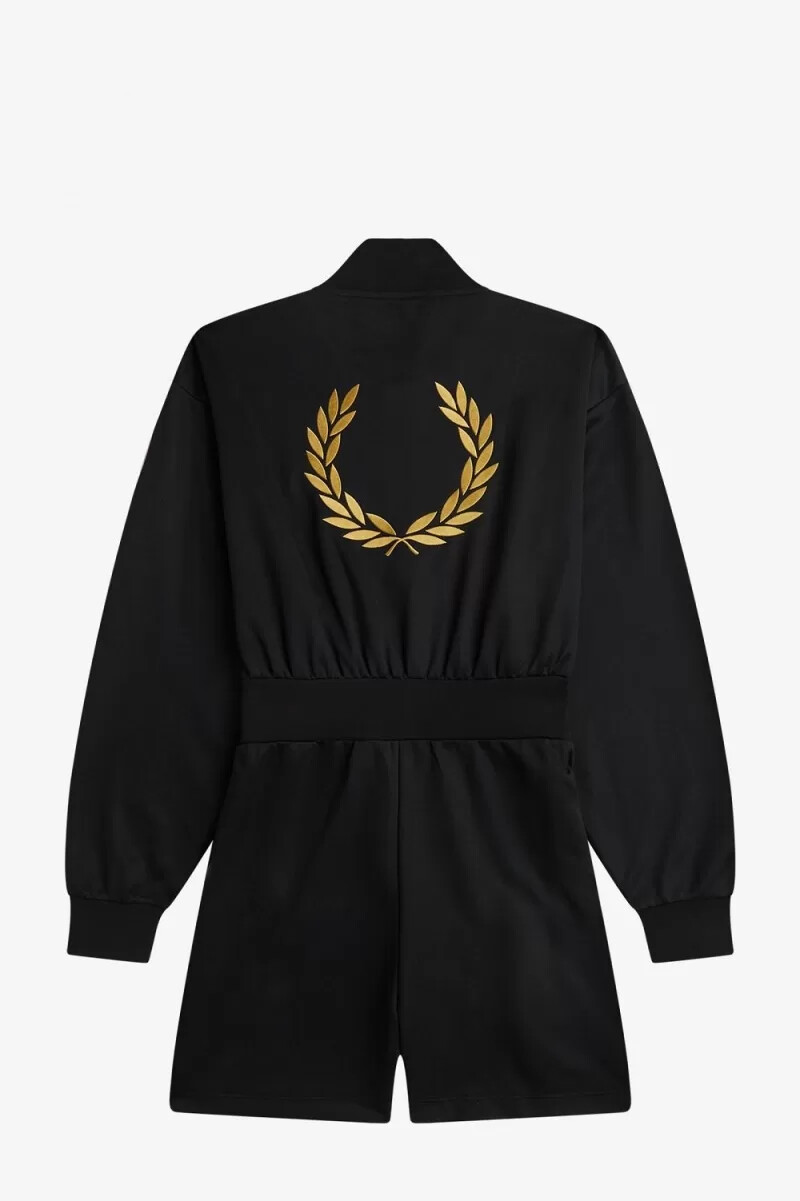 tuta intera con zip fred perry da donna nera