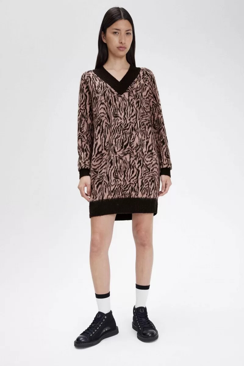 abito da donna in maglia zebrata fred perry rosa antico