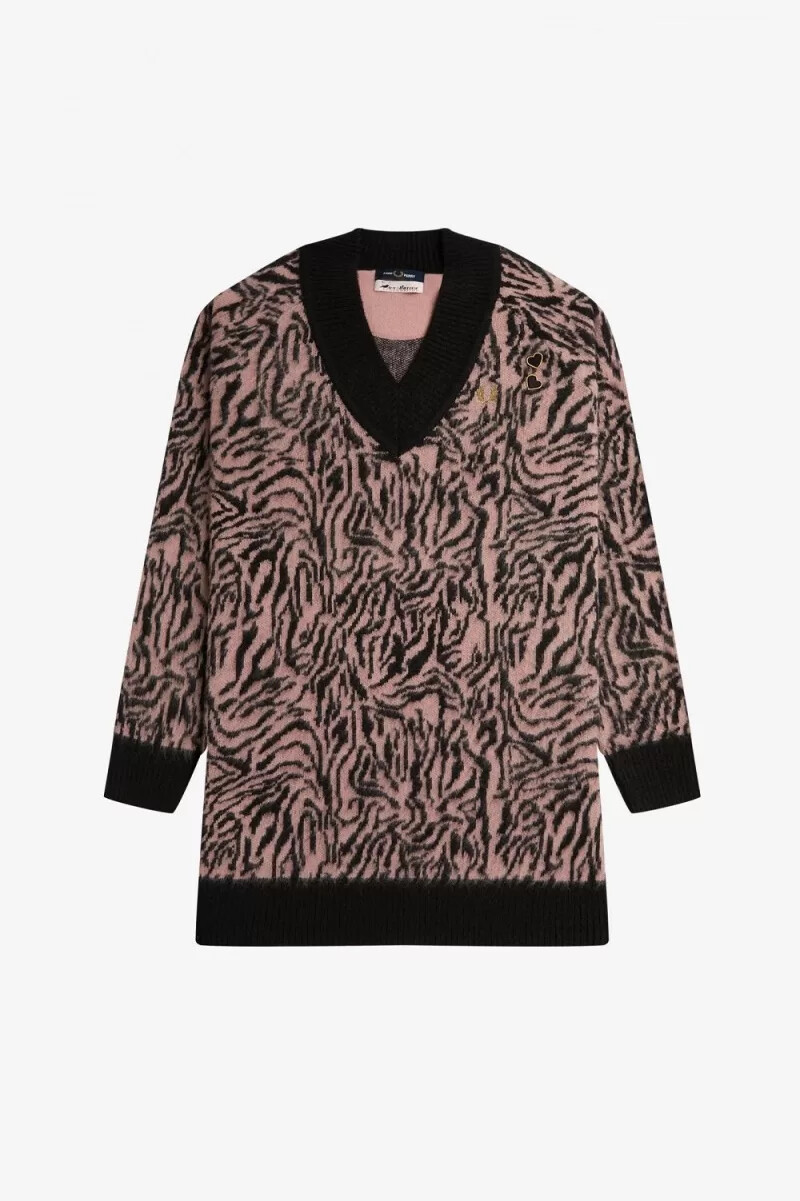 abito da donna in maglia zebrata fred perry rosa antico