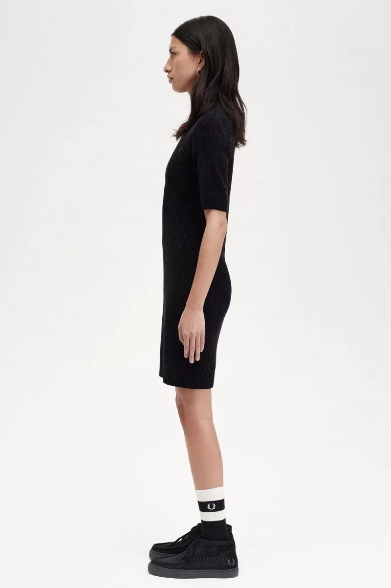 abito da donna fred perry chenille rib nero
