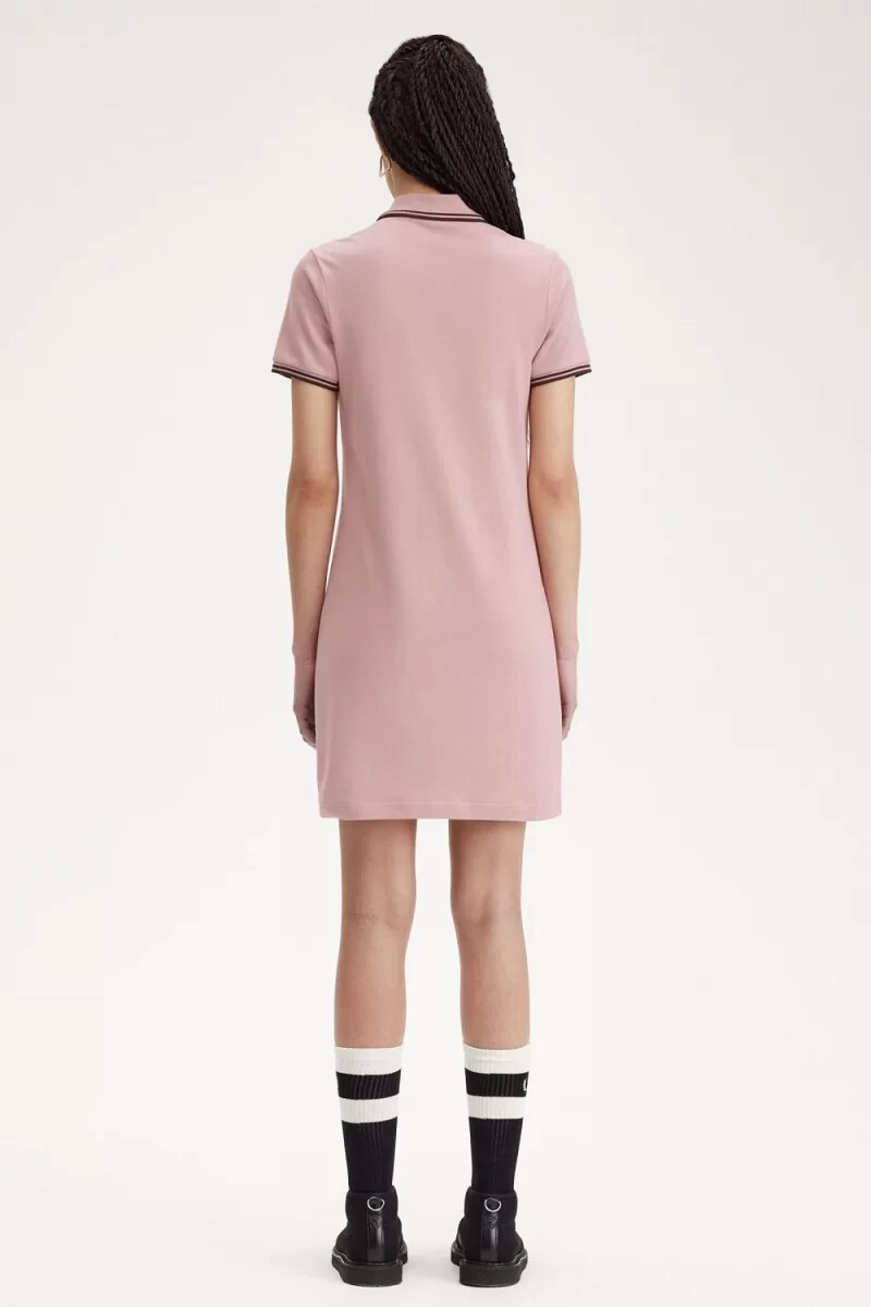fred perry twin tipped shirt - abito da donna colore rosa antico
