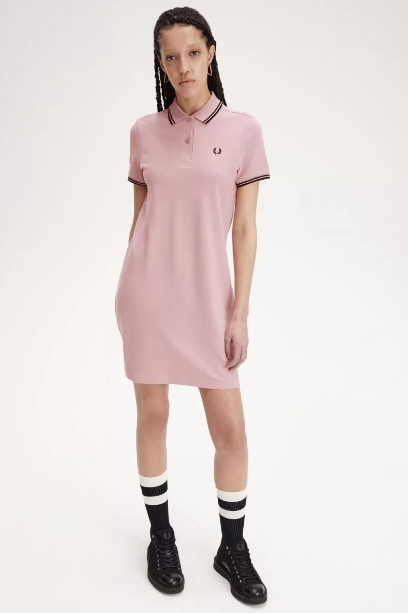 fred perry twin tipped shirt - abito da donna colore rosa antico
