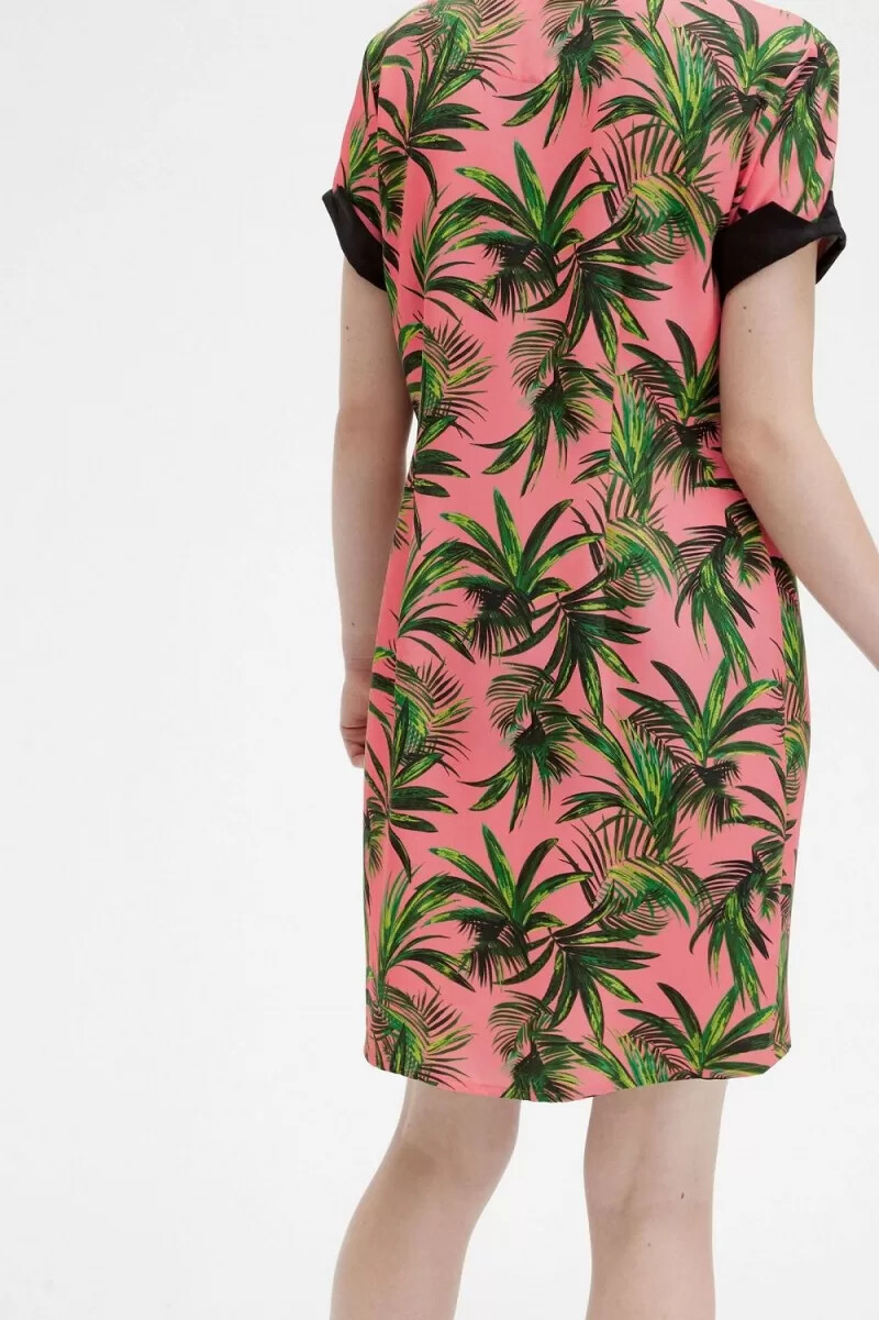 camicia da donna con stampa di palme fred perry coral heat
