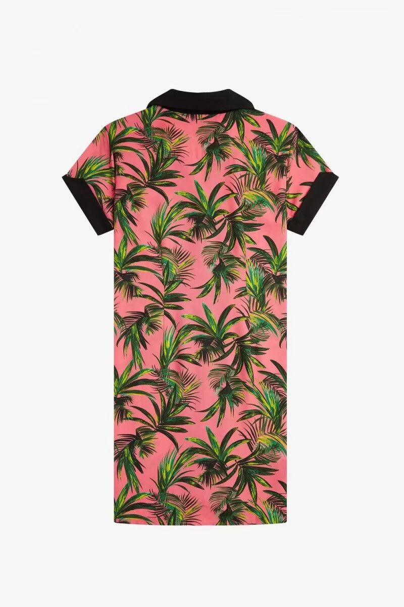 camicia da donna con stampa di palme fred perry coral heat