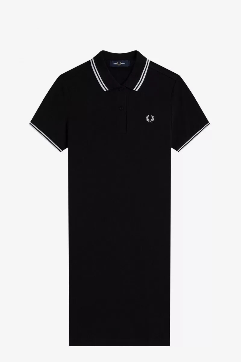 fred perry twin tipped abito da donna nero
