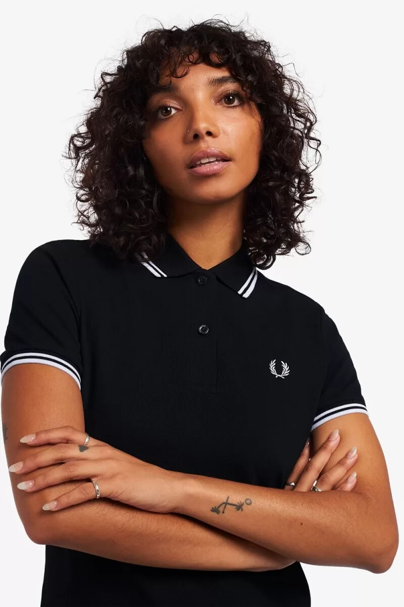 fred perry twin tipped abito da donna nero