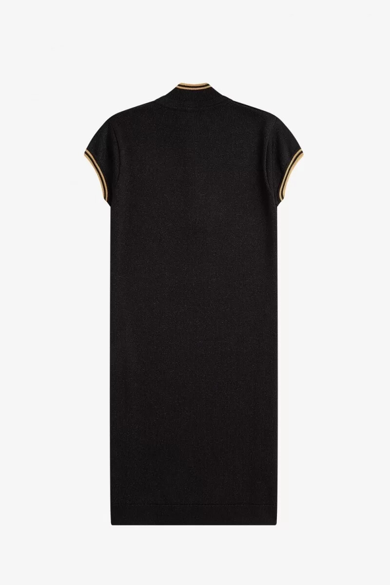 abito da donna in maglia metallizzata fred perry nero