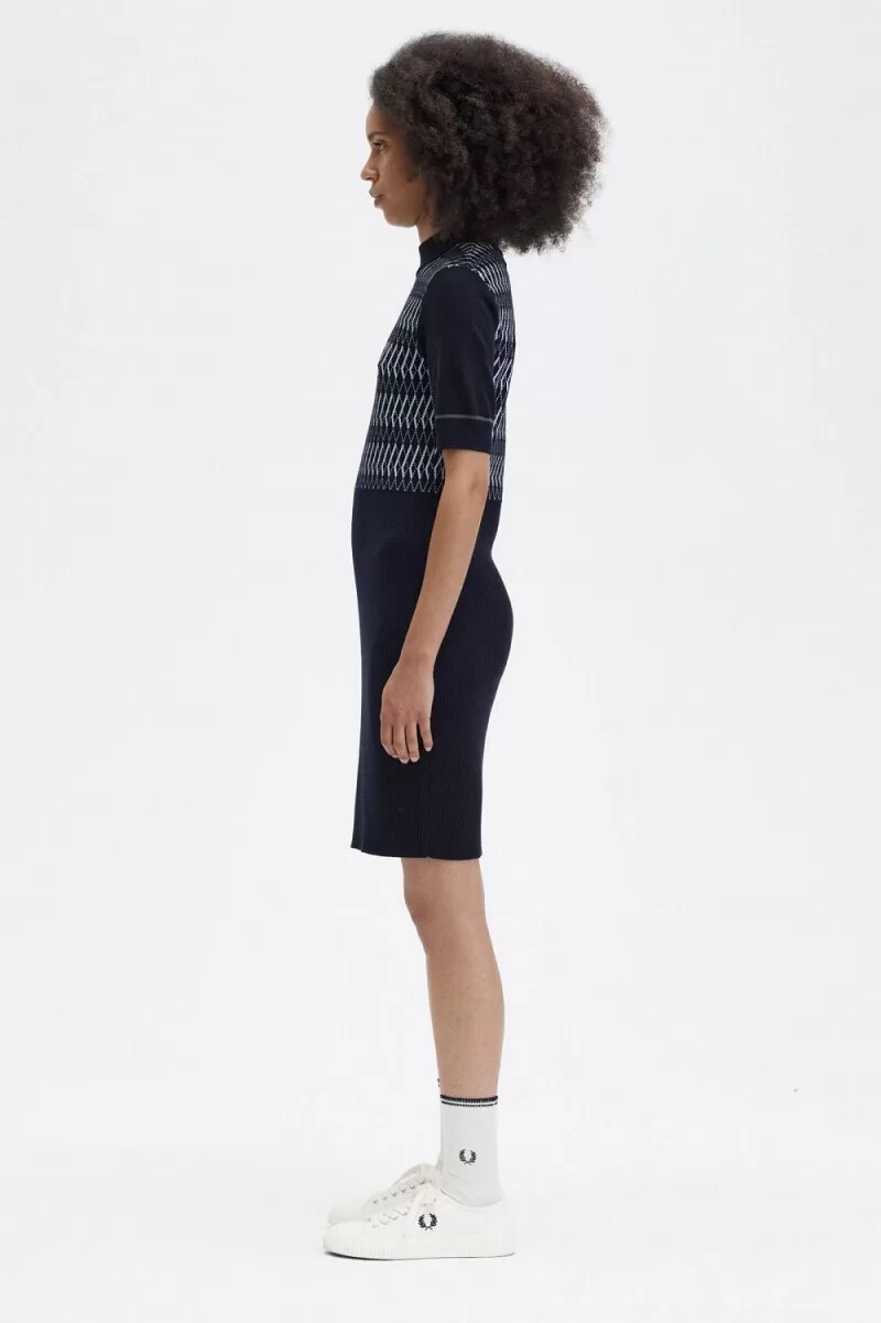 abito da donna in maglia jacquard fred perry blu navy