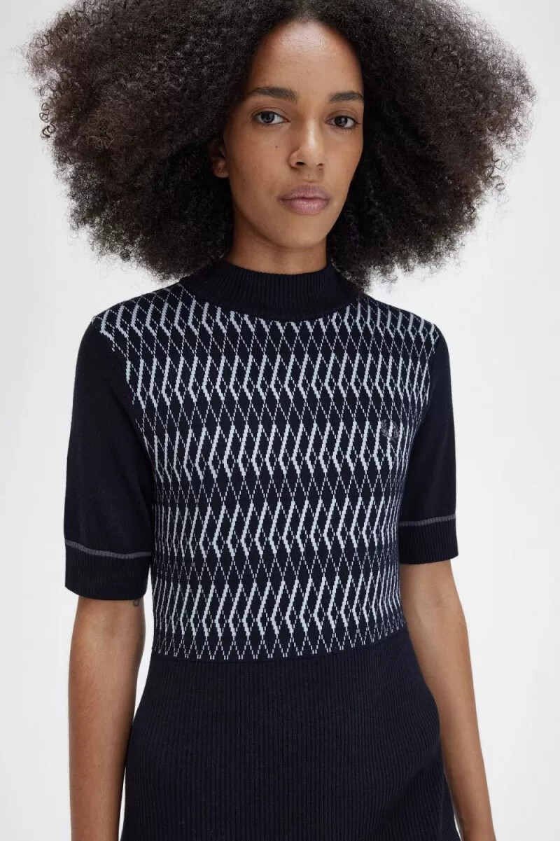abito da donna in maglia jacquard fred perry blu navy