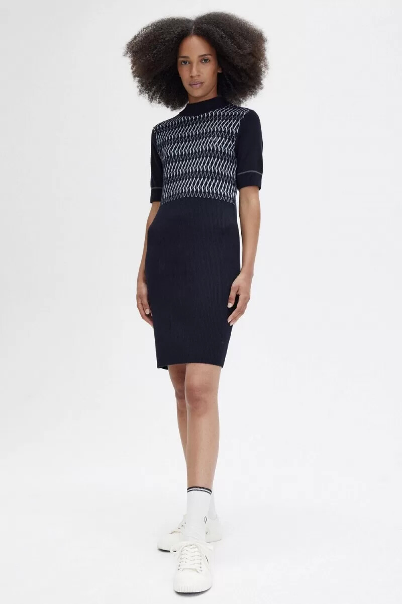 abito da donna in maglia jacquard fred perry blu navy