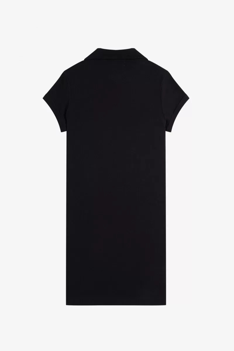 abito da donna in piqué ricamato fred perry nero