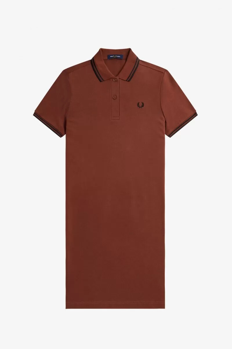 camicia da donna fred perry twin tipped colore marrone whisky e nero