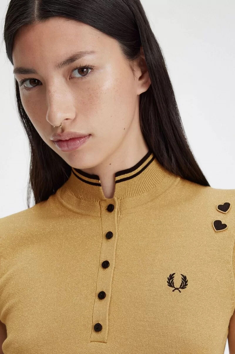 abito da donna in maglia metallizzata fred perry 1964 oro