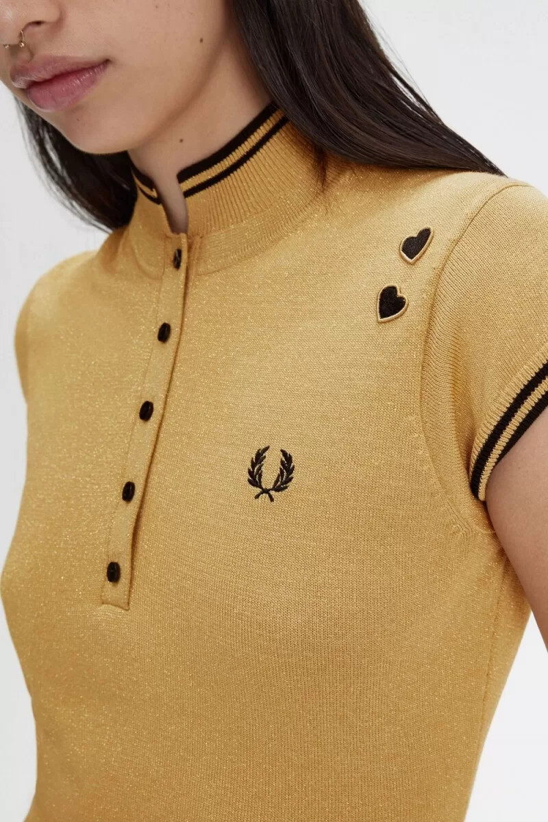 abito da donna in maglia metallizzata fred perry 1964 oro