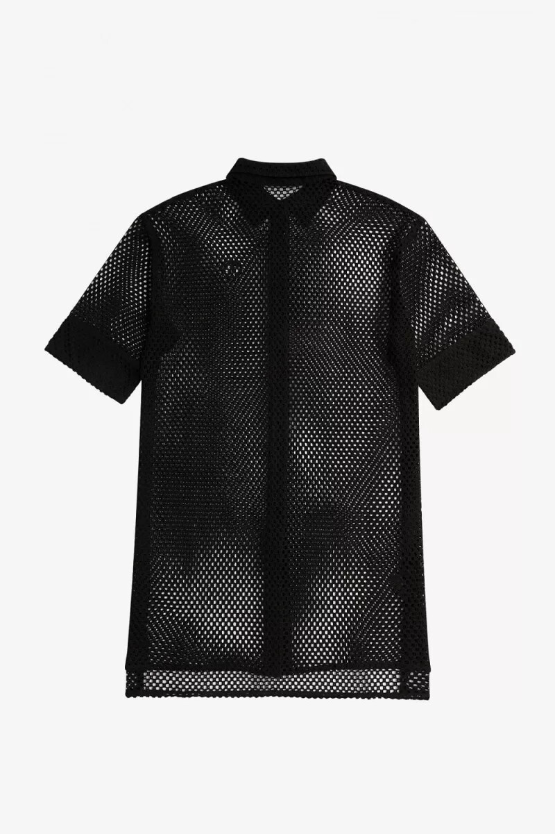 fred perry open-knit shirt abito da donna nero