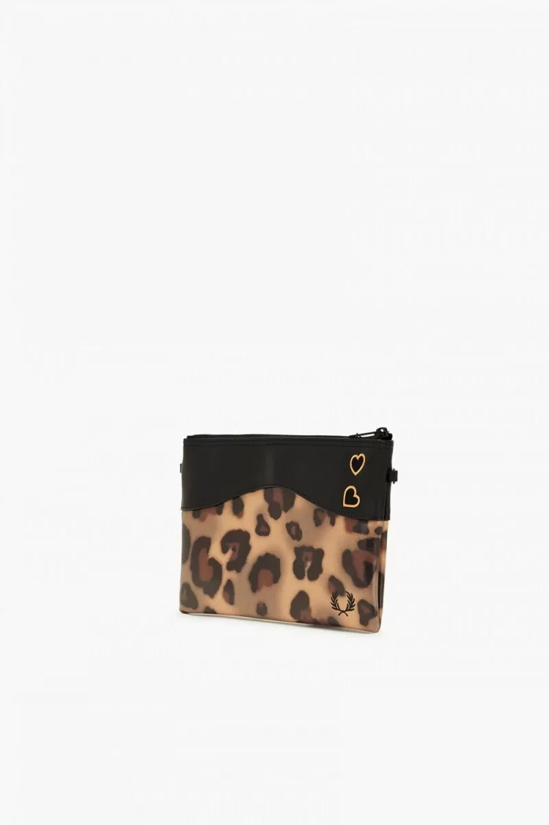 fred perry leopard print side womens bags tonal leopard