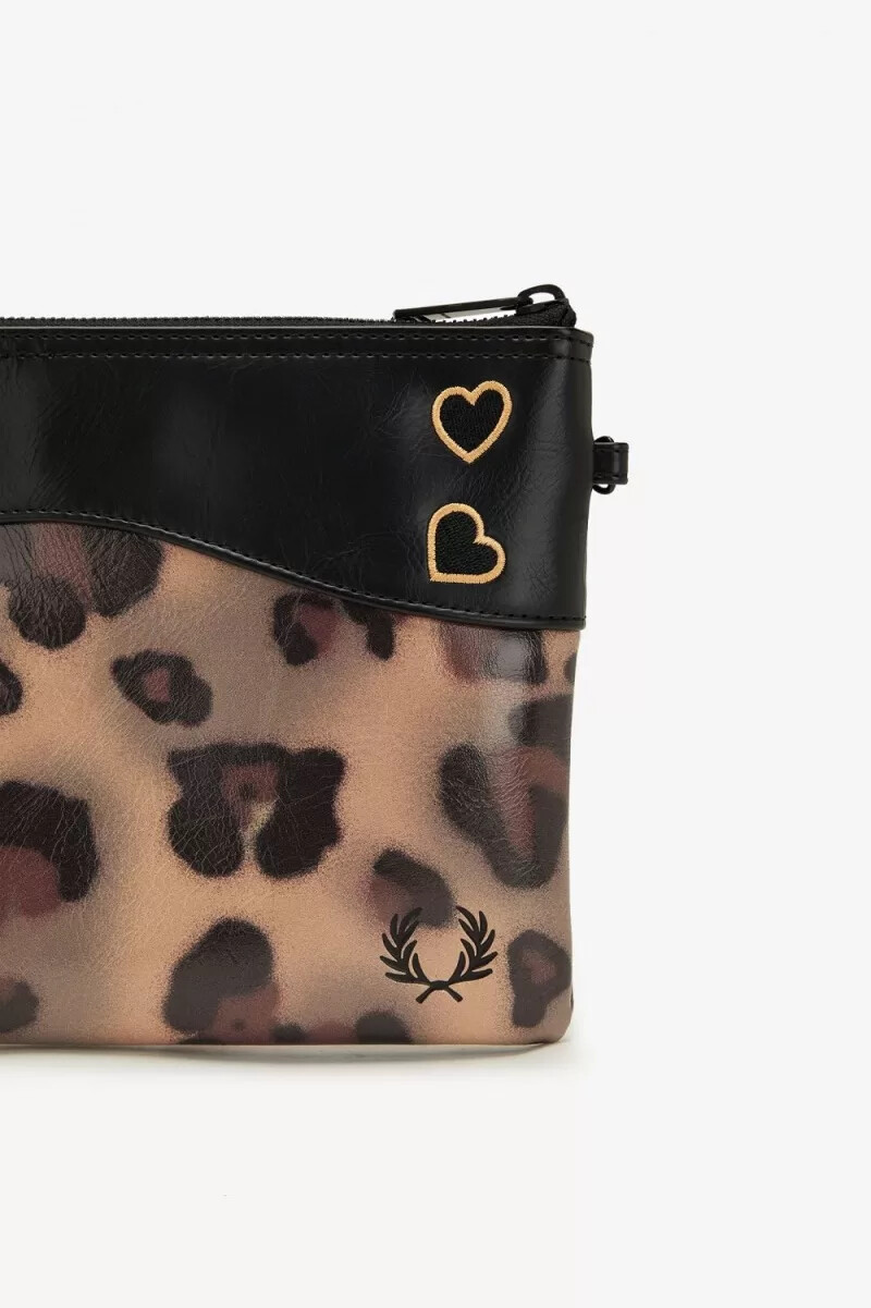 fred perry leopard print side womens bags tonal leopard