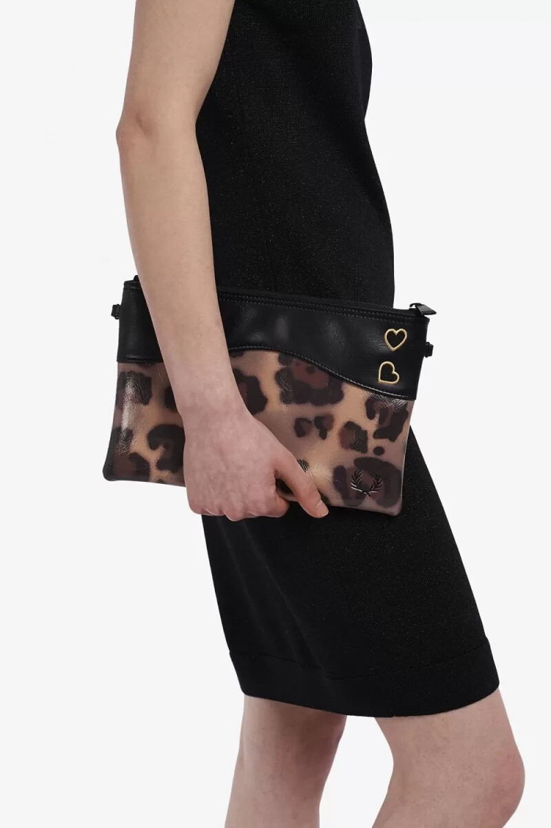 fred perry leopard print side womens bags tonal leopard