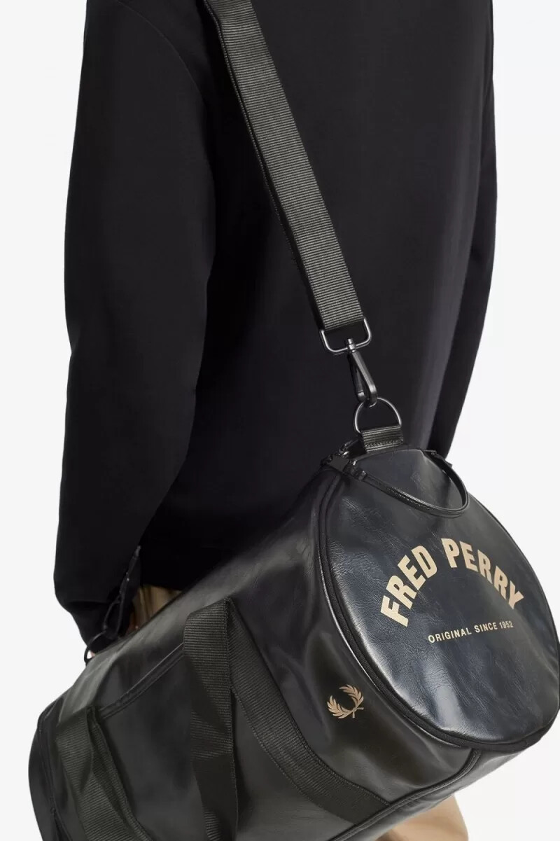 fred perry tonal pu barrel borsa da donna nera