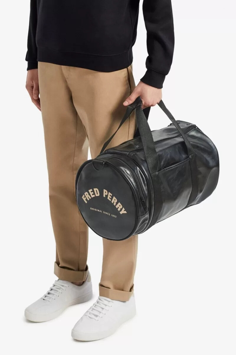 fred perry tonal pu barrel borsa da donna nera