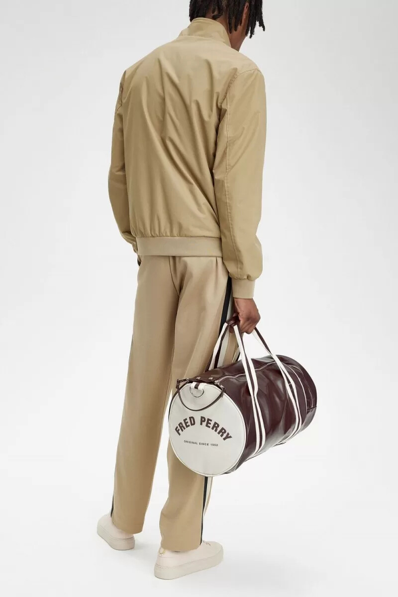 fred perry classic barrel borse da uomo rosso scuro beige