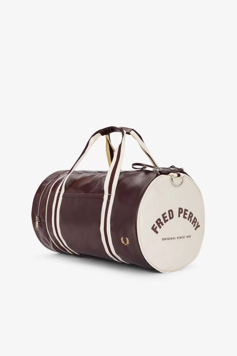fred perry classic barrel borse da uomo rosso scuro beige
