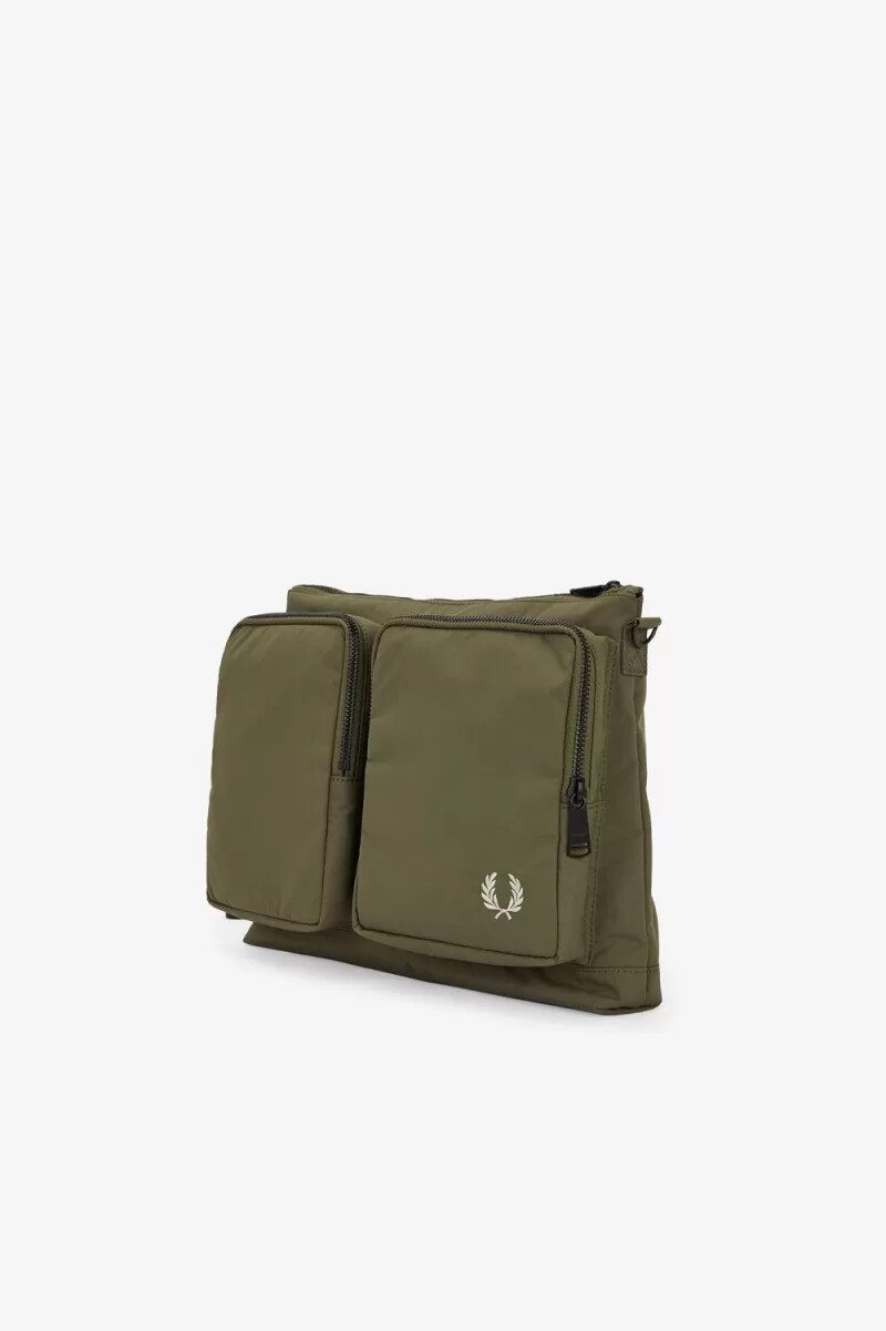fred perry nylon pocket side borse da uomo uniform green warm grey