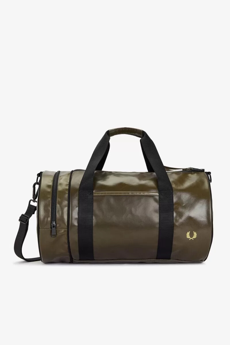fred perry tonal barrel borse da uomo uniform green gold