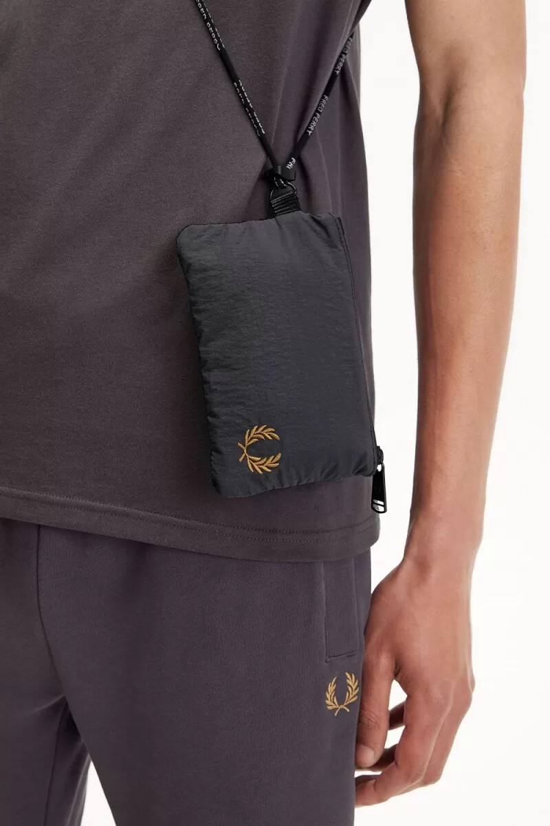 fred perry crinkled nylon lanyard borse da uomo anchor grey