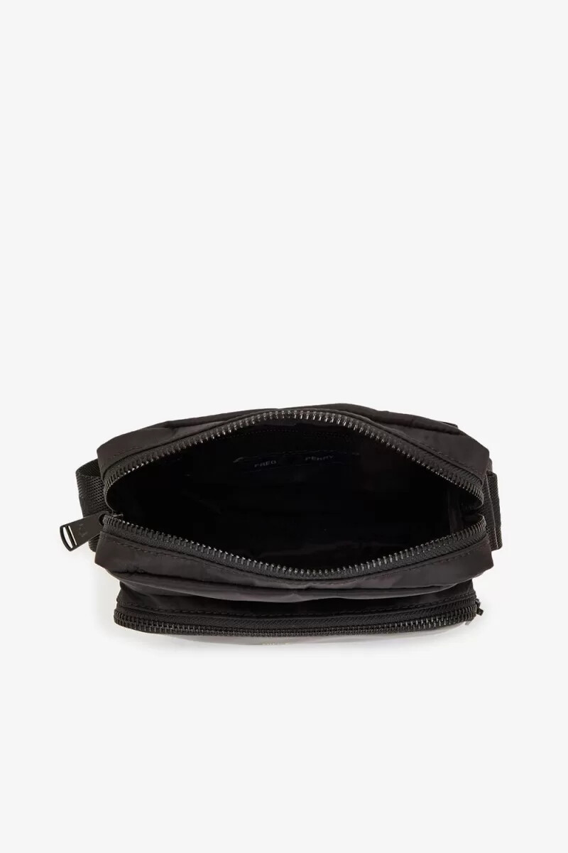 fred perry nylon twill leather side borse da uomo nero oro
