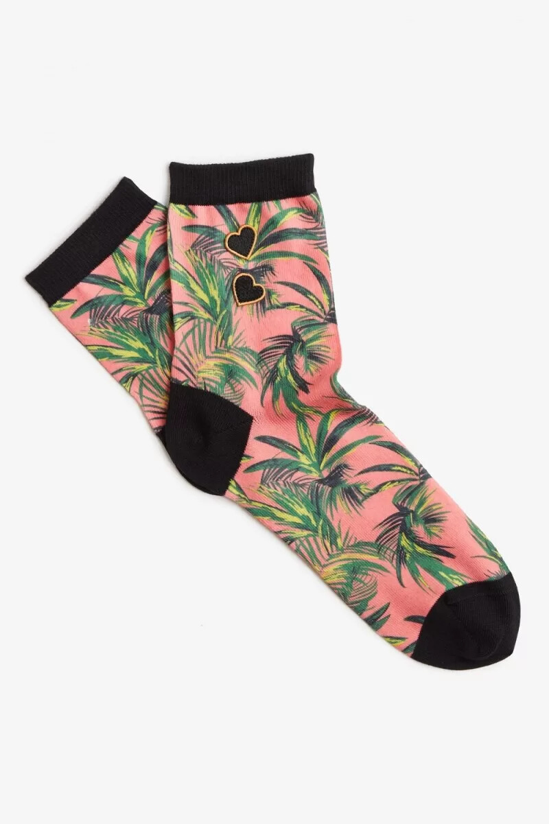 calzini da donna fred perry palm print coral heat