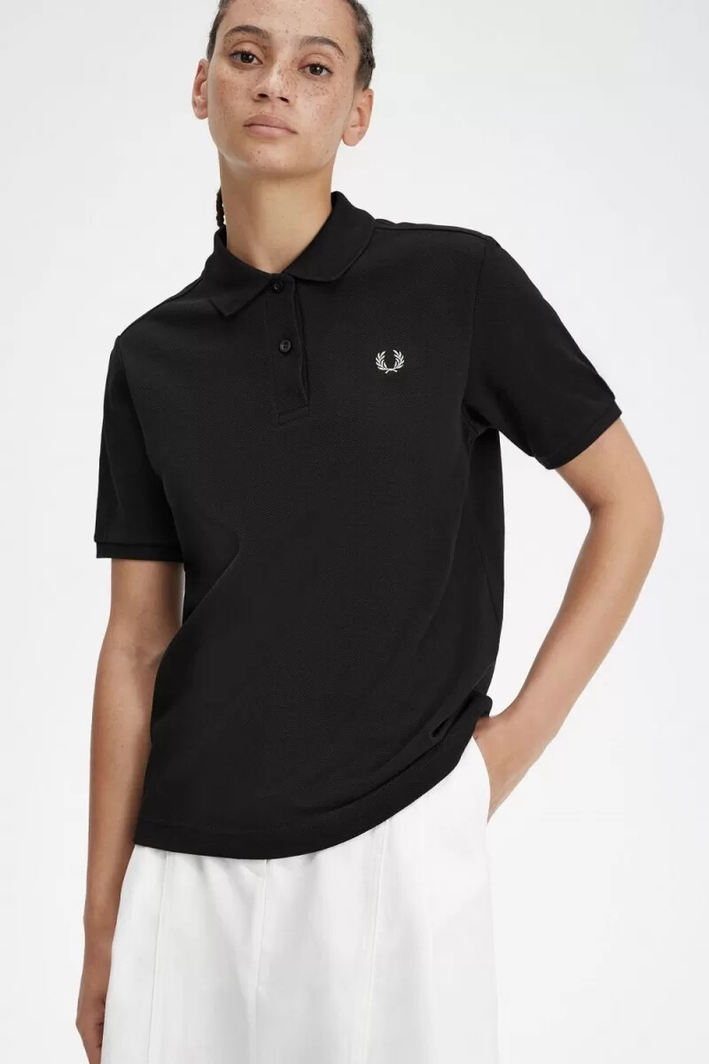 fred perry g6000 camicia da donna nera grigio caldo